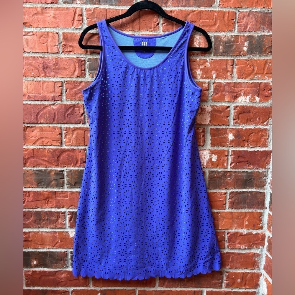 Title Nine Womens Small Purple Lazer Cut Out Tank Dress Athleisure Sporty